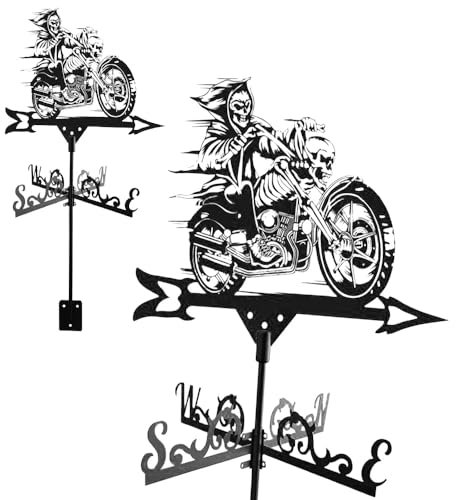 Edelstahl-Wetterfahne, Wetterfahne aus Metall, Witch Wetterfahne aus Edelstahl, mit Dachhalterung, Gartendekoration für den Außenbereich, Bauernhof, Pavillon, Garten (Motorräder)
