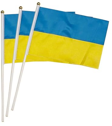 Lot de 20 drapeaux à manivelle du Ukraine pour la fête nationale des fêtes, défilés, drapeaux de main, événements sportifs, décoration de bars, drapeaux japonais, drapeaux Ukraine