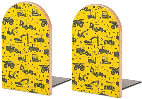 Buchstützen aus Holz, Cartoon-Bagger und Traktor, strapazierfähig, 1 Paar, Heimbüro, Regale, Buchständer, Halter, dekorativ
