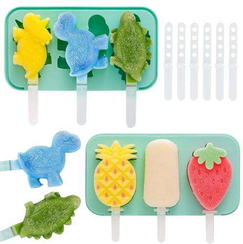 KIKVTER 2 Stück Eisformen Eis am Stiel, Eisformen Silikon mit 12 Sticks, DIY Eis am Stiel Formen, BPA Frei Eisformen Kinder, Eisformen Wiederverwendbar für Kinder und Erwachsene Eisformen