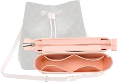 LinerLink Taschen-Organizer für LV Neonoe Taschenorganizer (2 Stück) (26 x 26 x 17,5 cm (L x H x T), handgefertigter Tascheneinsatz, 2 mm Filztascheneinsatz, Damenhandtaschenformer (Rosa)