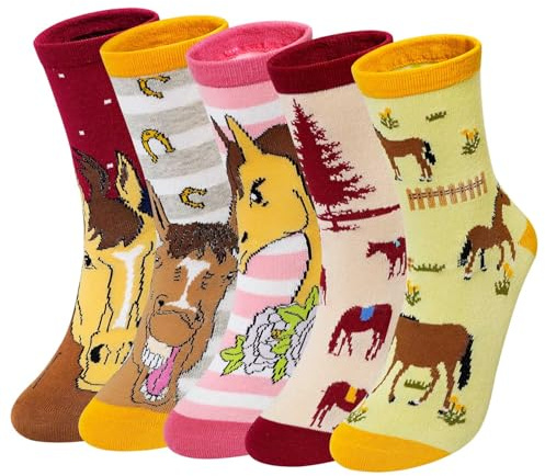 ZAKASA Chaussettes en coton pour femmes, nouveauté Panda chat chien ours motif chaussettes d'équipage pour printemps été des mères 5 paires