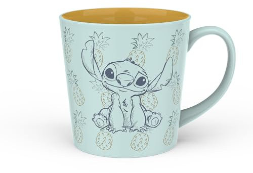 Zak Designs Disney – Tasse à café en céramique pour boissons chaudes à la maison, souvenir de collection (445 ml, Stitch)