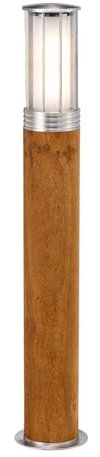 Licht-Erlebnisse Pollerleuchte Edelstahl Teak Holz 70 cm hoch IP55 rostfrei wetterfest blendarm Modern Wegeleuchte Garten Stehlampe außen Einfahrt