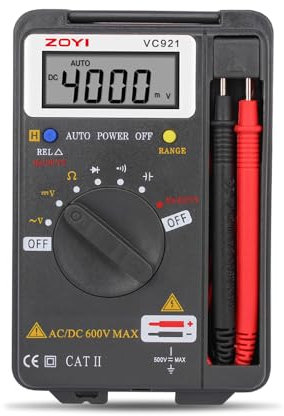ZOYI VC921 Digital Multimeter 4000 Count, True RMS Mini Multi Voltage Tester for AC/DC, Current, Resistance, Capacitance, Frequency, Diode, Continuity Voltmeter, Backlit Display