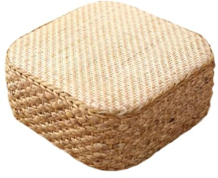 ＡＷＨＡＯ Rattan-Sitzkissen, Bodenkissen, Bodenmatte, Stuhlpolster, bequemes Sitzkissen, gewebtes Meditationskissen für das Wohnzimmer, Leichter Quadratischer Hocker