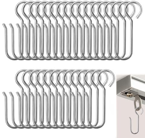 30PCS Shower Curtain Hooks - Rust Prevention, Simple to Install for Glider Rail Track, Smooth Surface - Hooks for Door, Window, Bathroom Curtains