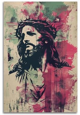 ZXJYMX Religion, Christentum, Glaube, einfaches Ölgemälde, Kreuz, Jesus, Poster, dekoratives Gemälde, Leinwand, Wandposter und Kunstdruck, moderne Familienschlafzimmer-Dekoration, Poster, 30 x 45 cm