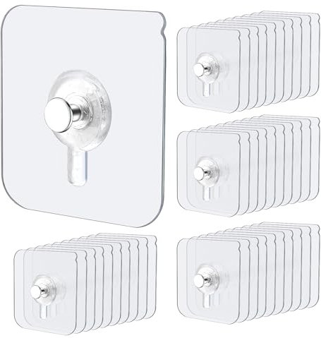 40 Stück Bilderhaken Selbstklebend Transparent Klebehaken Bilderhaken Ohne Bohre Bilderaufhänger zum Kleben Bildaufhänger Selbstklebend für Bilderrahmen Poster Fotos und Dekorationsbilder (Max5kg)