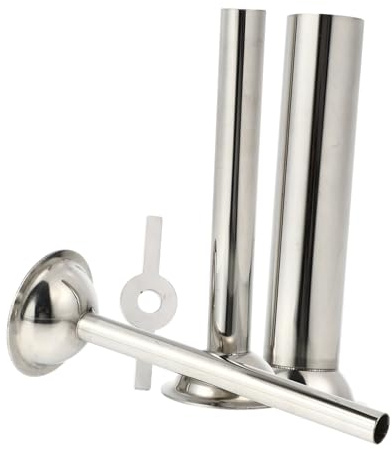 LABRIMP Edelstahl Wurstfüller Satz für Fleischwolf, 3 Rohre 14/19/25mm | Rostfreie Trichter und Düsen, Silbernes Zubehör, Geeignet für 55mm Ausgangsöffnung