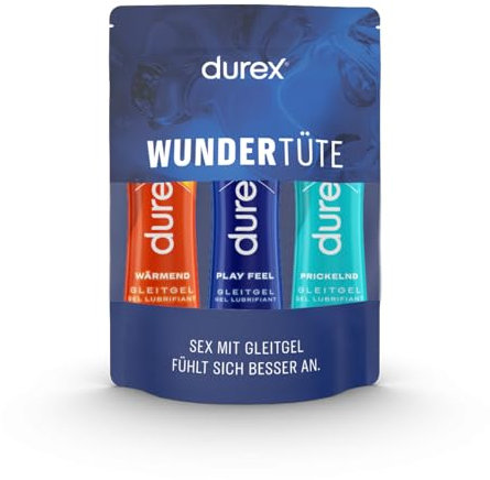 Durex Play Gleitgel Wundertüte für Frauen & Männer - Mixpackung mit Gleitmittel auf Wasserbasis für Sex & kondomegeeignet 150 ml (3 x 50 ml)