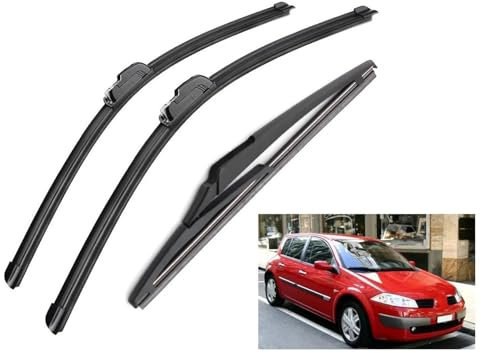 Escobillas limpiaparabrisas para Coche, para Renault Megane 2 Escobillas limpiaparabrisas Delanteras y traseras Cepillos Cortador Gancho en J 2002 2003 2004 2005 2006