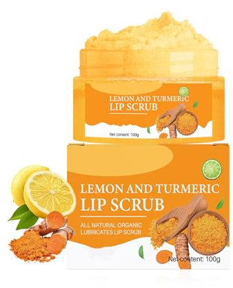 Gommage à lèvres au citron curcuma, gommage à lèvres sombres pour éclaircir les lèvres foncées, traitement des lèvres foncées pour fumeurs, exfolie et adoucit les lèvres sèches, craquelées et ternes