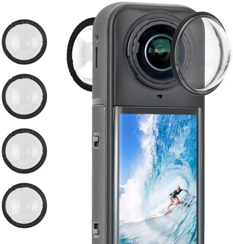 4 Pcs Rotating Lens Guards for Insta360 X4 Protector Lens Caps Cover Accessories Waterproof Anti-Scratch Removable High Transparency Protective Frame for Insta360 X4 Standard with Cleaning Cloth