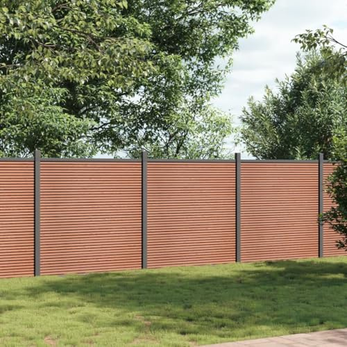 Festnight WPC Sichtschutzzaun 526x186 cm WPC Zaun Sichtschutz Zaun Lamellenzaun Zaunelemente für Draußen Gartenzaun Braun