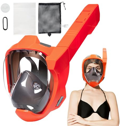 Tauchausrüstung, Vollgesichtsmaske, Erwachsene, Tauchmaske, Herren, Tauchausrüstung, wasserdicht, Anti-Beschlag, 180° Panoramablick, für Apnoe-Aktivitäten