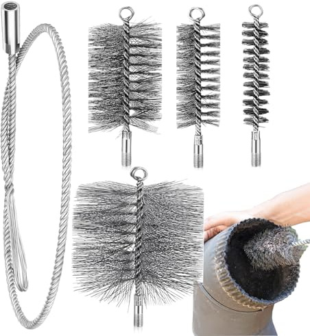 Cepillo para Chimenea | Cepillo Flexible Estufa Leña Alambre - Kit de Limpieza Flexible para Eliminar Hollín y Obstrucciones en Parrillas de Estufa y Hogares