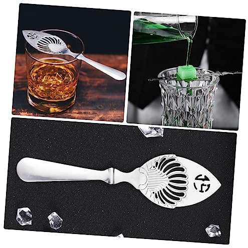 Mobestech Cucharilla de Bar Inoxidable con Colador para Cubitos de Azúcar y Filtro de Hielo Diseño de Árbol Plateado Utensilio Profesional para Hogar y Restaurante