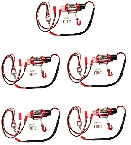Janasiba Lot de 5 treuils simulés automatiques en métal pour voiture RC Crawler TRX4 SCX10 90046 D90