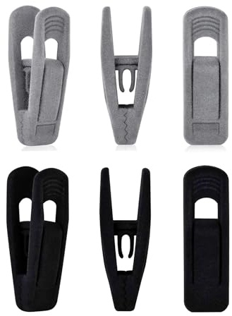 Velvet Hangers Clips, 20PCS Pants Hangers Velvet Clips Easily Add to Velvet Hanger, Skirt Suit Pants Clothes Velvet Hangers, Baby Kids Hangers Clips, Black & Gery
