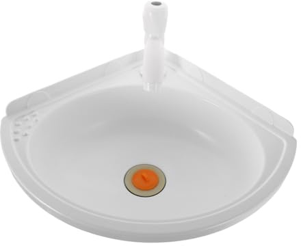 WOONEKY Lavabo Esquinero De Pared Blanco De Plástico│lavabo Triangular Suspendido│montaje Seguro│apto Para Baños Pequeños│1 Unidad Completa Con Grifo│uso Doméstico y Espacios Reducidos