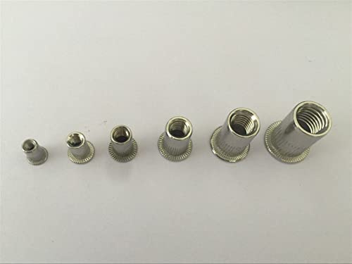 Metall-Blindnietmuttern, Einpressmuttern, Edelstahl-Zugnietmuttern, flache Säule, Korn, Rändelkopf, M3-M10, 100 Stück(M10)