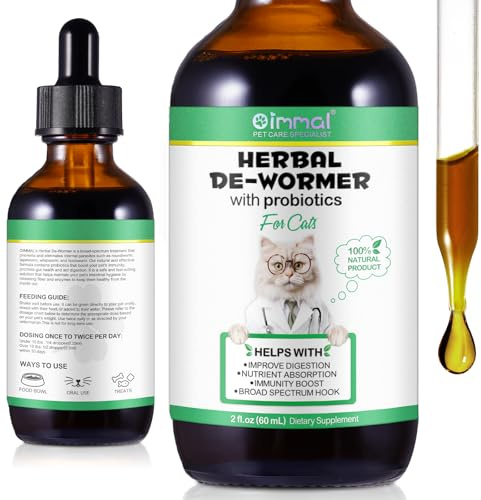 Vermifuge Liquide pour Chat, Gouttes Vermifuges Naturelles À Base De Plantes pour Chat, 100% Naturel, Favorise La Santé Et L'Hygiène Intestinales, Améliore La Digestion, Renforce L'Immunité 60 ML