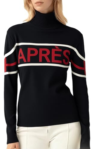 ALPSWARE Women Turtleneck Sweaters Apres Ski Shirt with Heavy Thick Fit Thermal Winter Tops Casual Outfits Black M