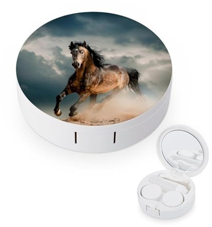fkgvwo Contact Lens Case Brown Horse Contact Lens Holder Box Container Soak Storage Kit