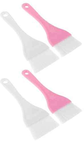 BAZEITFLOW Set 4 Pennelli Grandi per Viso e Corpo in Plastica e Nailon, Design a Copertura Ampia, per Applicazione Maschera e Lozione, Uso Versatile e Delicato