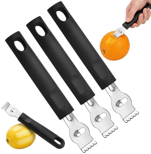 Rudfovn 3 Pcs Lemon Grater Tool, Multifunctional Lemon Zester, Stainless Steel Orange Peeler for Home, Bar, Hotel