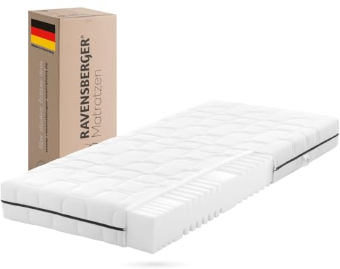 RAVENSBERGER Comfortmatratze Ravo-PUR - Härtegrad H4, hart - 120 x 190 cm, Höhe 19 cm - ergonomische 7-Zonen Matratze mit Funktions-Bezug, allergikerfreundlich