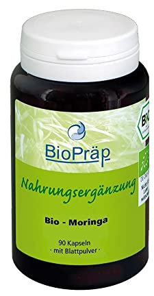 BioPräp BIO Moringa Kapseln | 90 Zellulose-Kapseln | vegan und BIO | produziert in Deutschland | zertifizierte Produktion