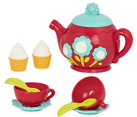 Battat – Musical Tea Set with 9 Pieces for Toddlers – Colorful Teapot, Cups, Saucers & Spoons – Play Kitchen Accessories for Imaginative Play