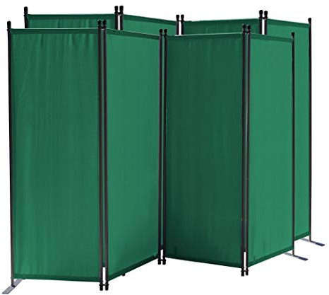 QUICK STAR 2 Stück Paravent 4 Teilig 165 x 220 cm Grün - Garten & Balkon Sichtschutz Stellwand Innen & Außen - Raumteiler Trennwand Faltbar Blickdicht & Wetterfest