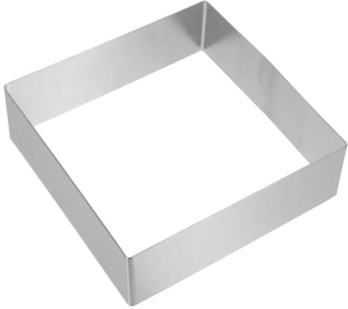 Yardwe Cake Mousse Ring Mould 9 Inch, Stainless Steel Square Cake Baking Rings Cake Dessert Decor Mold Tool (Silver)