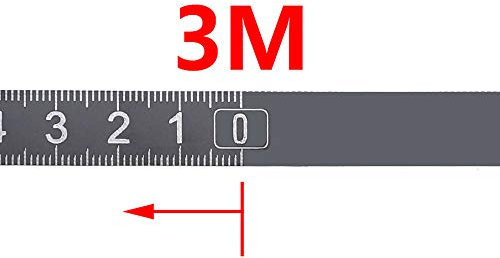 Maßband mit selbstklebender Rückseite, 3 m, metrisches selbstklebendes Maßband, Edelstahl (rechts nach links)