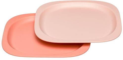 nip Green Öko Baby-und Kinderteller, mikrowellen- und spülmaschinengeeignet, extra flach & perfekt für Beikoststart, BPA-frei, ohne Melamin, nachhaltig, 2er Set, Orange