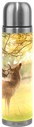 RELEESSS Vakuum-Thermosflasche Wald Tier Hirsch Edelstahl Reisebecher Isolierbecher Wasserflasche f¨¹r hei?e und kalte Getr?nke 500ml