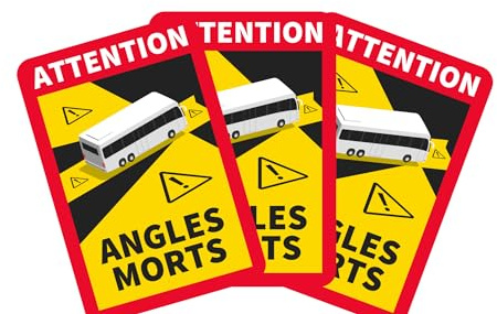 CARTREND Caravan Toter-Winkel-Aufkleber, Angles Morts, Sicherheitsaufkleber für Busse und Wohnmobile, selbstklebend, 3 Stück, rot, gelb, weiß, schwarz