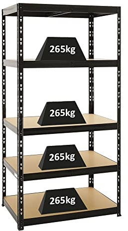 PROREGAL Schwerlastregal Tiger Schwarz 180x90x60cm für Gesamtlast 1365kg Kellerregal, Steckregal, Garagenregal, Lagerregal