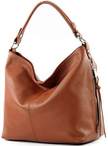 modamoda de T160 Damen Leder Schultertasche Groß, handmade in Italy