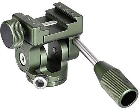 SUNWAYFOTO PH-01G 2-Wege-Pfann-Neigekopf, Arca/RRS/Picatinny-kompatibel, OD Green, 360 Grad Drehung, 90 Neigung, 3 kg Tragkraft