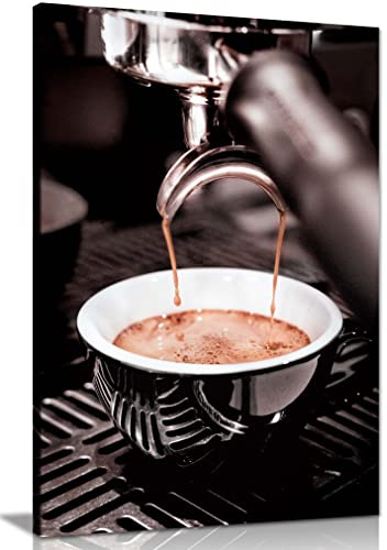 Panther Print Fine Art Prints The art of making Espresso Coffee Artistic Framed Canvas Print, Pictures for Home Walls, Bedroom, Living Room & Bathroom Decor 31x20cm (12x8in)