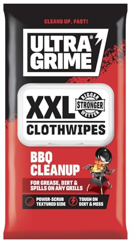 UltraGrime BBQ Cleaning Wet Wipes - Multi-Purpose Heavy-Duty Grill & Oven Cleaning Cloths - Disposable Scrubbing Wipes for Barbecue, Kitchen, Grill & Surfaces -Tough Grease-Cutting XXL (Pack of 30)