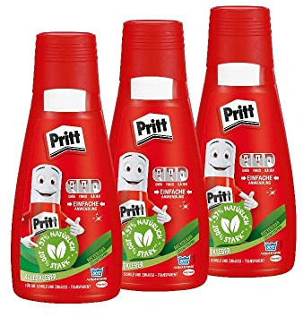Pritt Alleskleber, schnell trocknender Kleber mit einfacher Anwendung, lösemittelfreier Flüssigkleber für Kinder, 3x100 g weißer Bastelkleber für viele Bastelmaterialien, 9H PAKA2