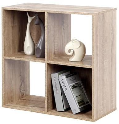 PACHIRA Bücherregal mit 2 Ebenen, 2 * 2 Holz Bücherschrank Stufenregal, Standregal mit 4 Fächern, offenes Aufbewahrungsregal Würfelregal für Kleidung, Büroregal für Wohnzimmer