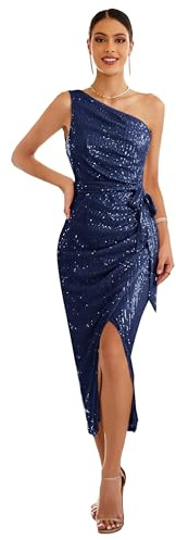 GRACE KARIN Women’s Sequin Cocktail Dress, Sleeveless Glitter Evening Dress for Wedding, Party, Darkblue, L