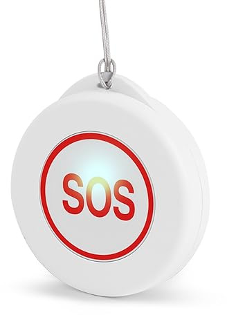 Shinmax Pulsante di Emergenza SOS per Anziani, 1 Pulsante di Emergenza SOS per Chiamate di Emergenza Configurazione Impermeabile Leggero e Conveniente