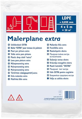 6x doitBau Abdeckfolie LDPE 30my transluzent 4m x 5m Malerfolie Leichtplane Plastikfolie Malerarbeiten Staubschutzfolie Malerplane Allzweckfolie Möbelabdeckung Lackierfolie Abdeckplane